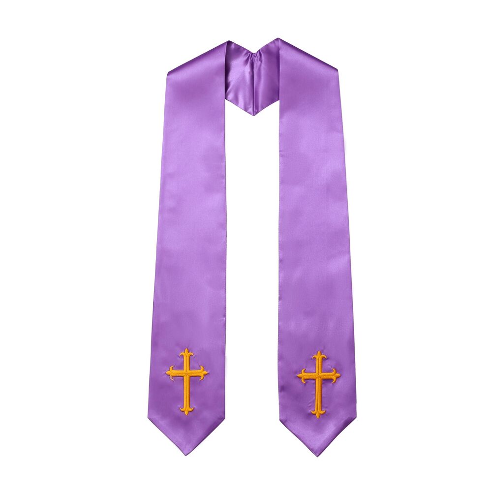 2874 Unisex Adult Clergy Stole with Embroidered Cross Wedding Stole Church